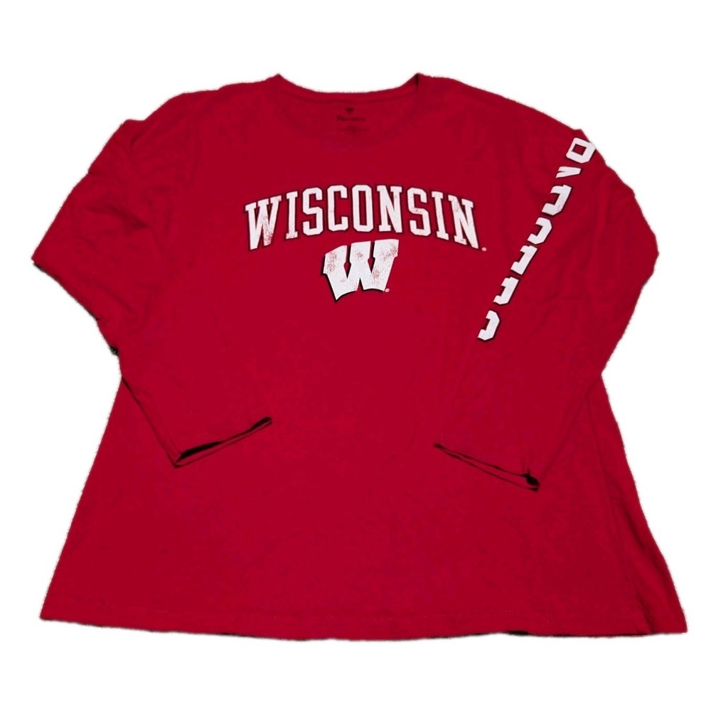 Wisconsin Badgers Shirt Mens Large Fanatics Red Long Sleeve 2014 EUC